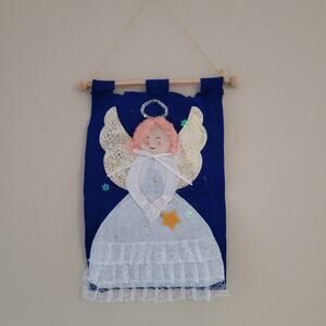 Angel with Halo Flag - Pink Hair, Gold Star, 15x10 in